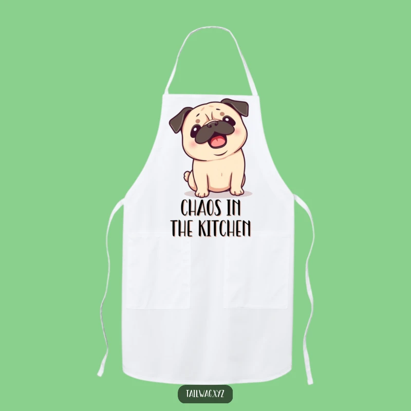 Funny Pug Apron: Playful Dog Ears Flopping Kitchen Accessory Gift