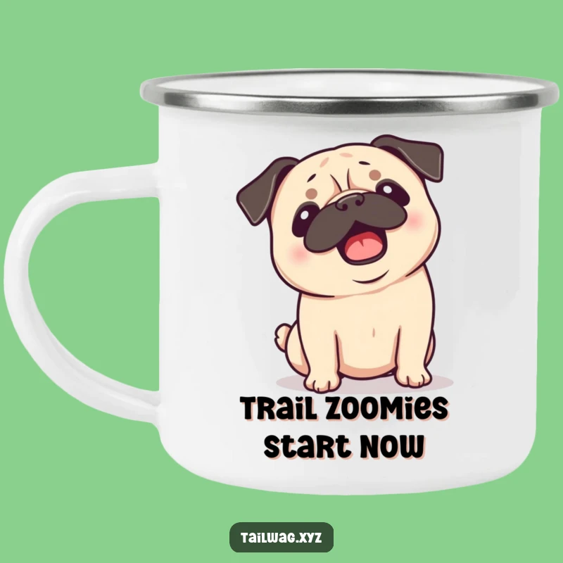 Funny Pug Camping Mug: Playful Dog Ears Flopping Outdoor Cup Gift