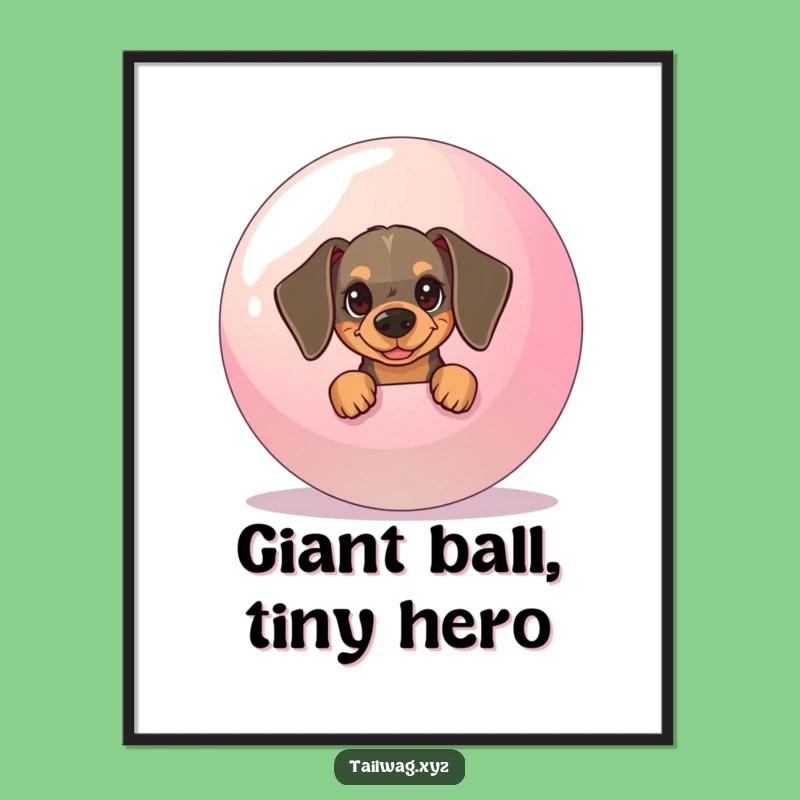 Funny Dachshund Digital Art: Mischievous Pup Ball Print Gift