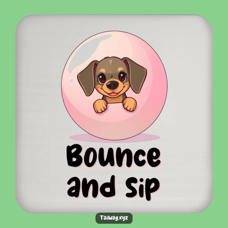 Funny Dachshund Coaster: Mischievous Pup Ball Drink Mat Gift