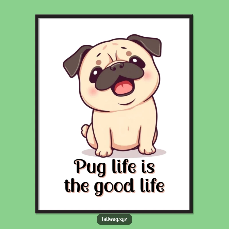 Funny Pug Printable Wall Art Free Download: Shaking Head Dog Entertainment Art