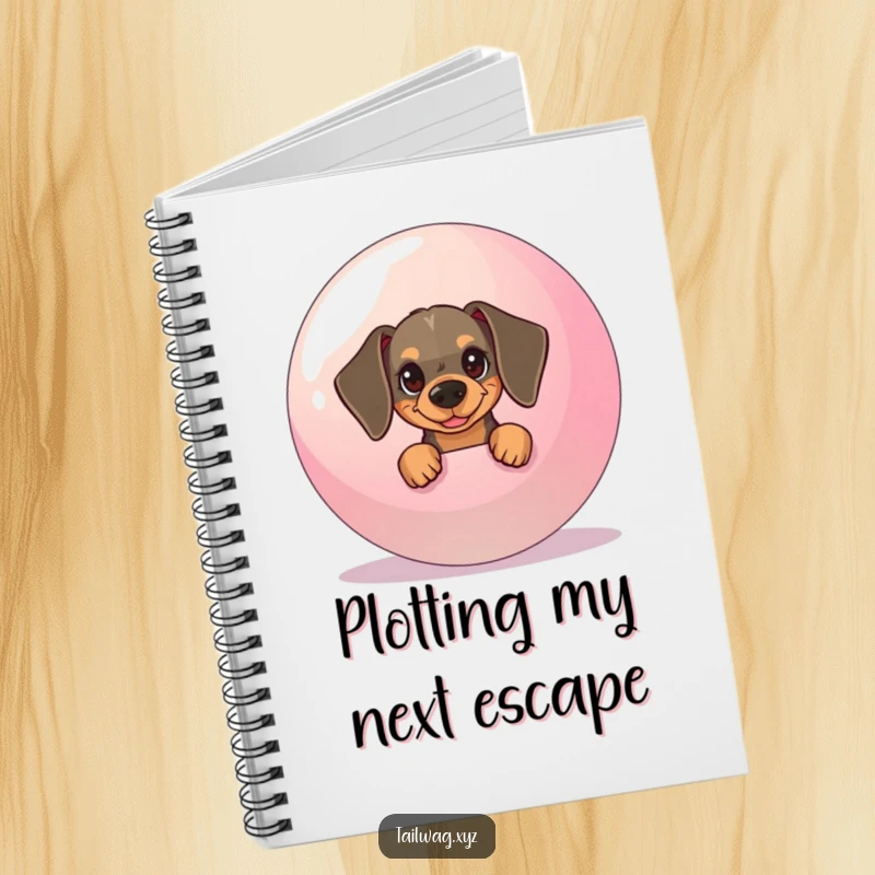 Funny Dachshund Notebook: Mischievous pup peeking from behind a bouncy ball, a humorous journal for notes.