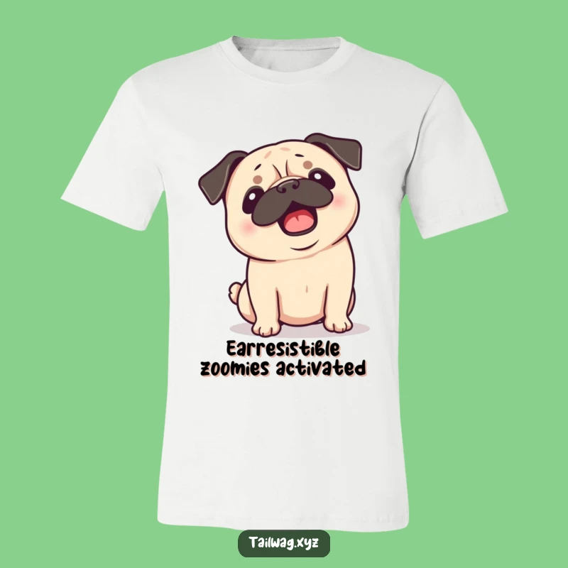 Funny Pug Head Shake T-Shirt: Playful Dog Ears Flopping Shirt Gift